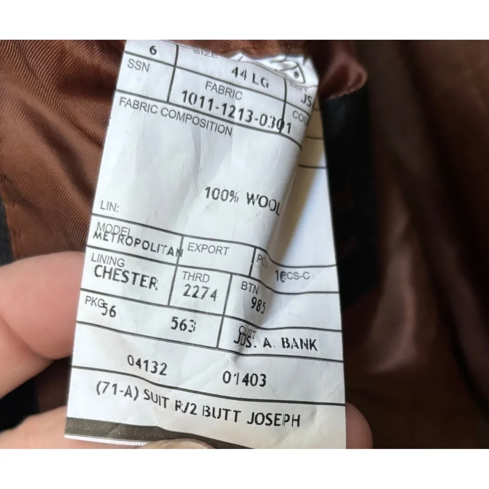 Jos. A. Bank measurements jacket